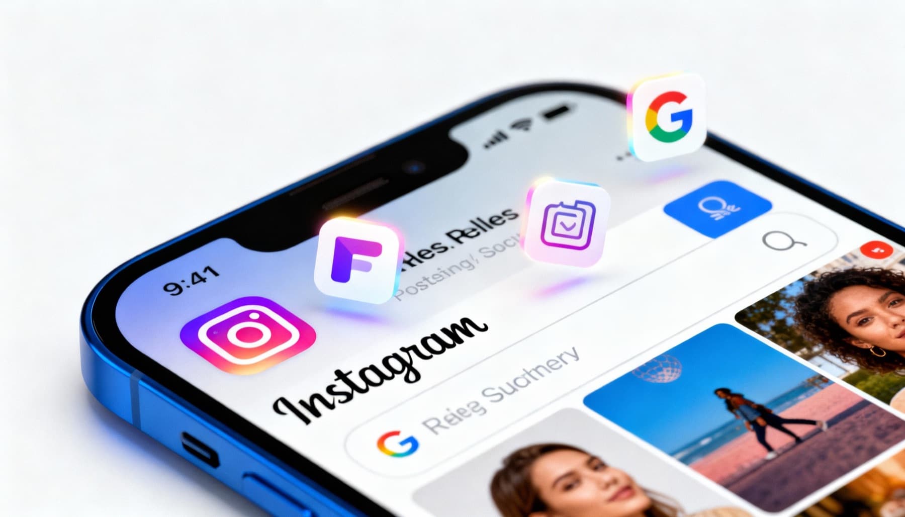 Celular exibindo o ícone do Instagram ao lado do ícone do Google